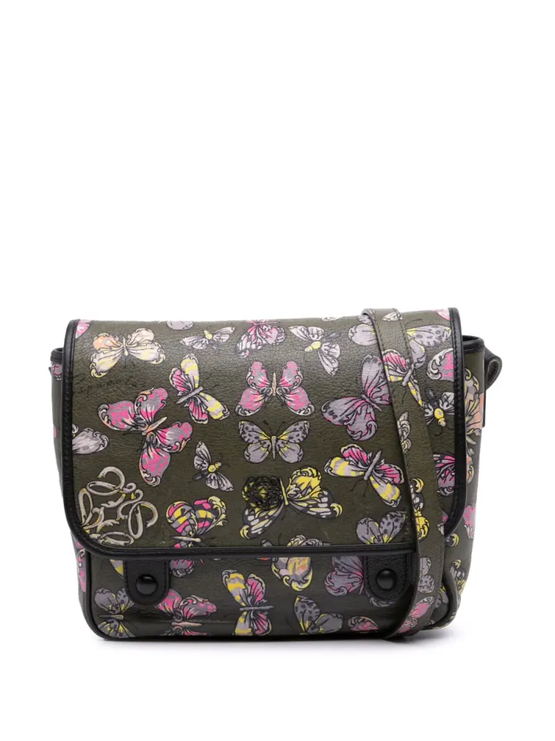 Loewe 2010-2025 Tales of Spain Anagram Umhängetasche aus Leder mit Schmetterling-Print in Grün