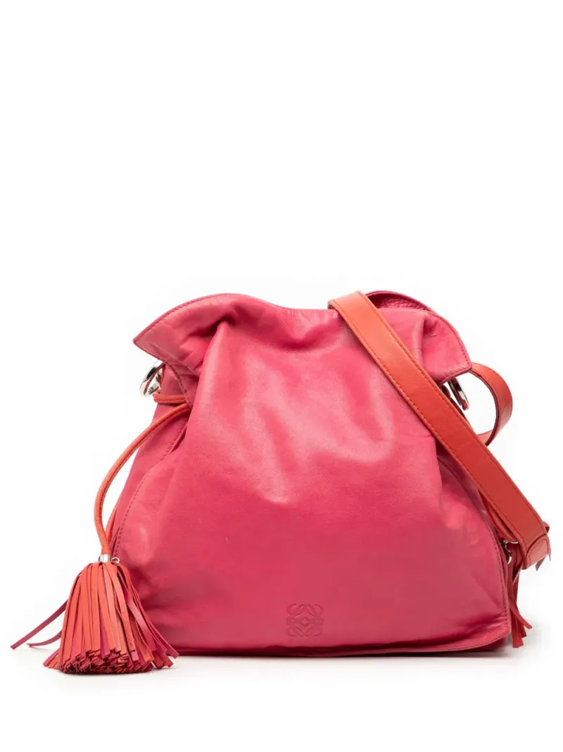 Loewe 2011 zweifarbige Flamenco Umhängetasche aus Nappaleder mit Quaste 30cm in Rosa Nappa-Leder