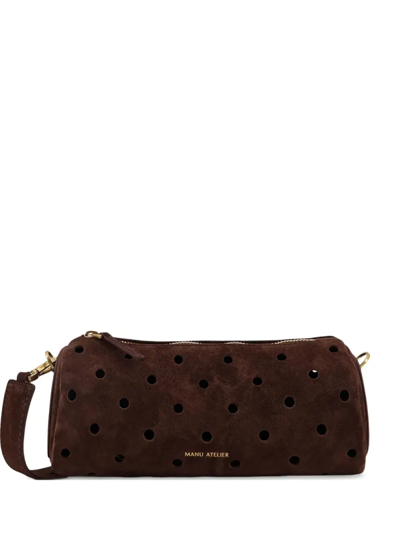Manu Atelier Mini Cylinder Schultertasche mit Lochmuster Mini in Braun