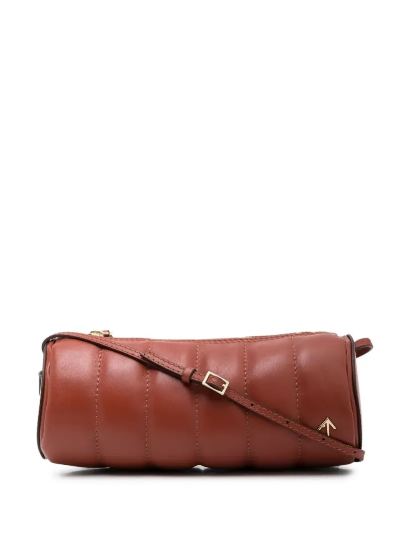 Manu Atelier Gerippte Padded Cylinder Schultertasche in Rot
