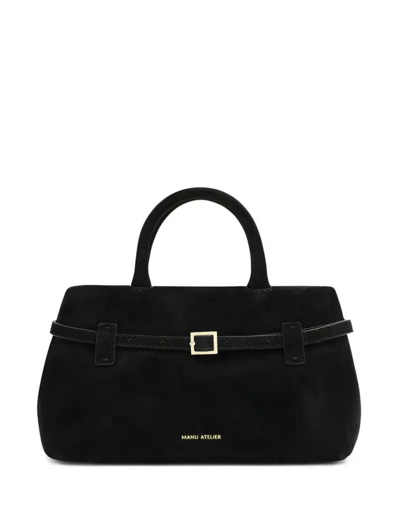 Manu Atelier Le Cambon 25 buckle-fastening suede tote bag in Schwarz