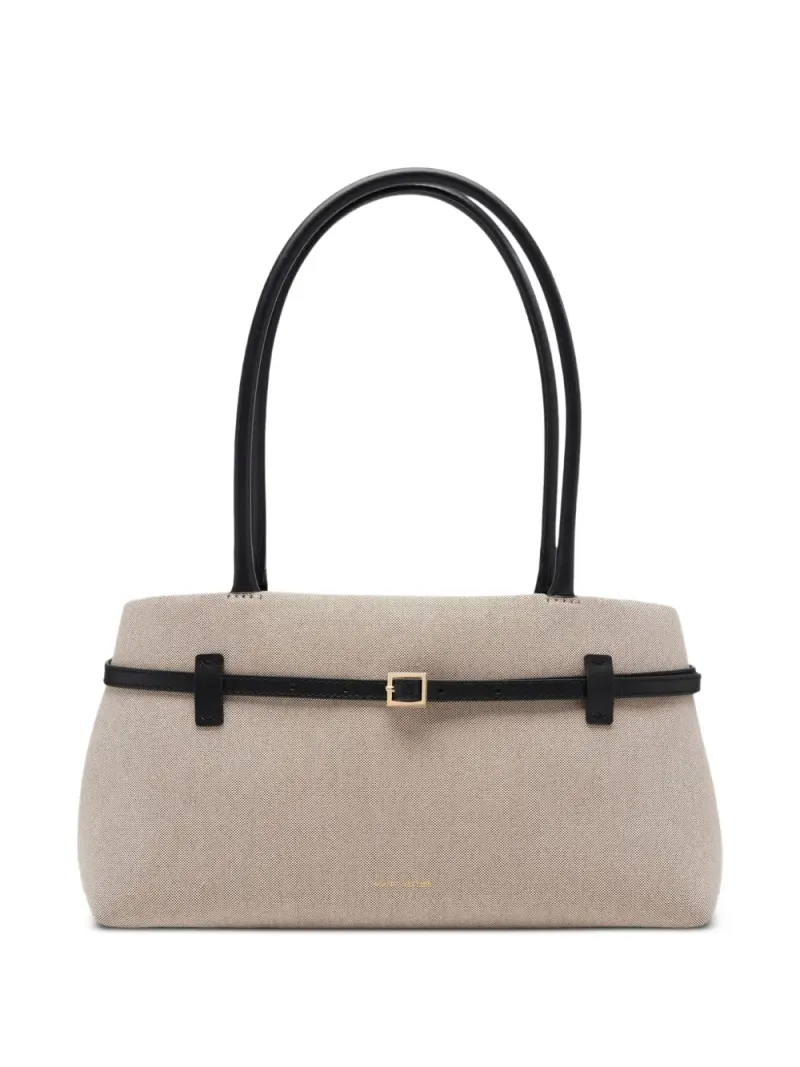 Manu Atelier Le Cambon belted canvas-texture shoulder bag in Nude
