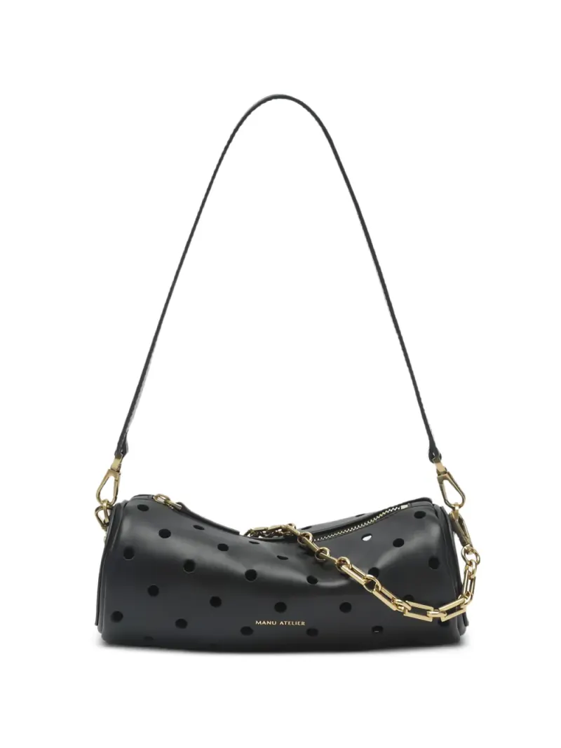 Manu Atelier Perforierte Mini Cylinder Schultertasche Mini in Schwarz
