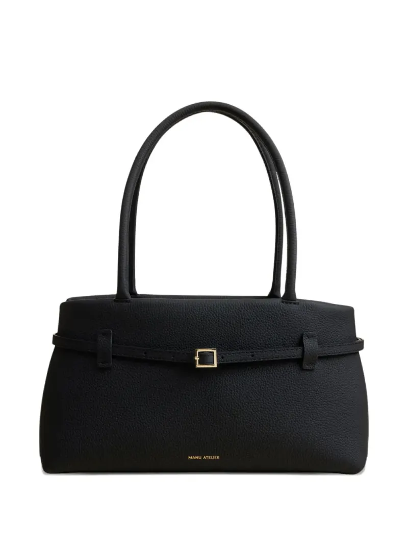 Manu Atelier Röhrenförmiger Tote Bag mit Schnallenriemen in Schwarz