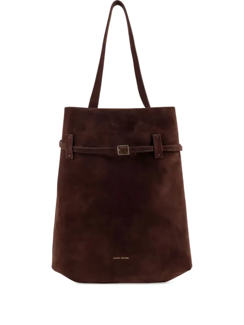 Manu Atelier Tote du Jour Tote Bag aus Wildleder mit Schnallenverschluss in Braun Wildleder-Leder