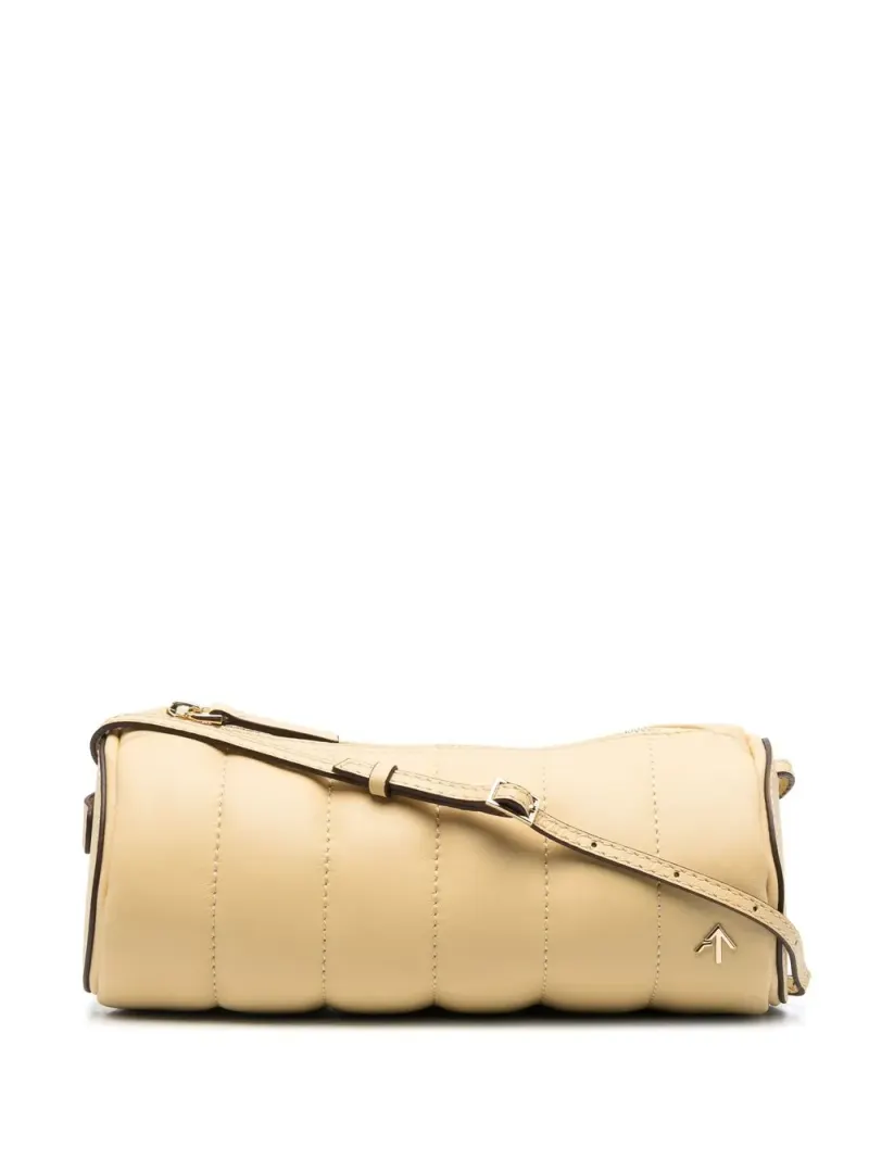 Manu Atelier Zylinderförmige Schultertasche in Nude