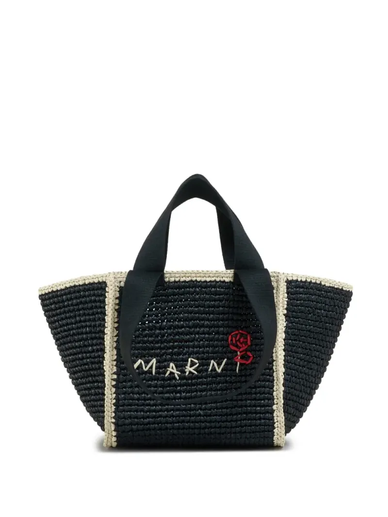 Marni Gewebter Shopper mit Logo in Blau