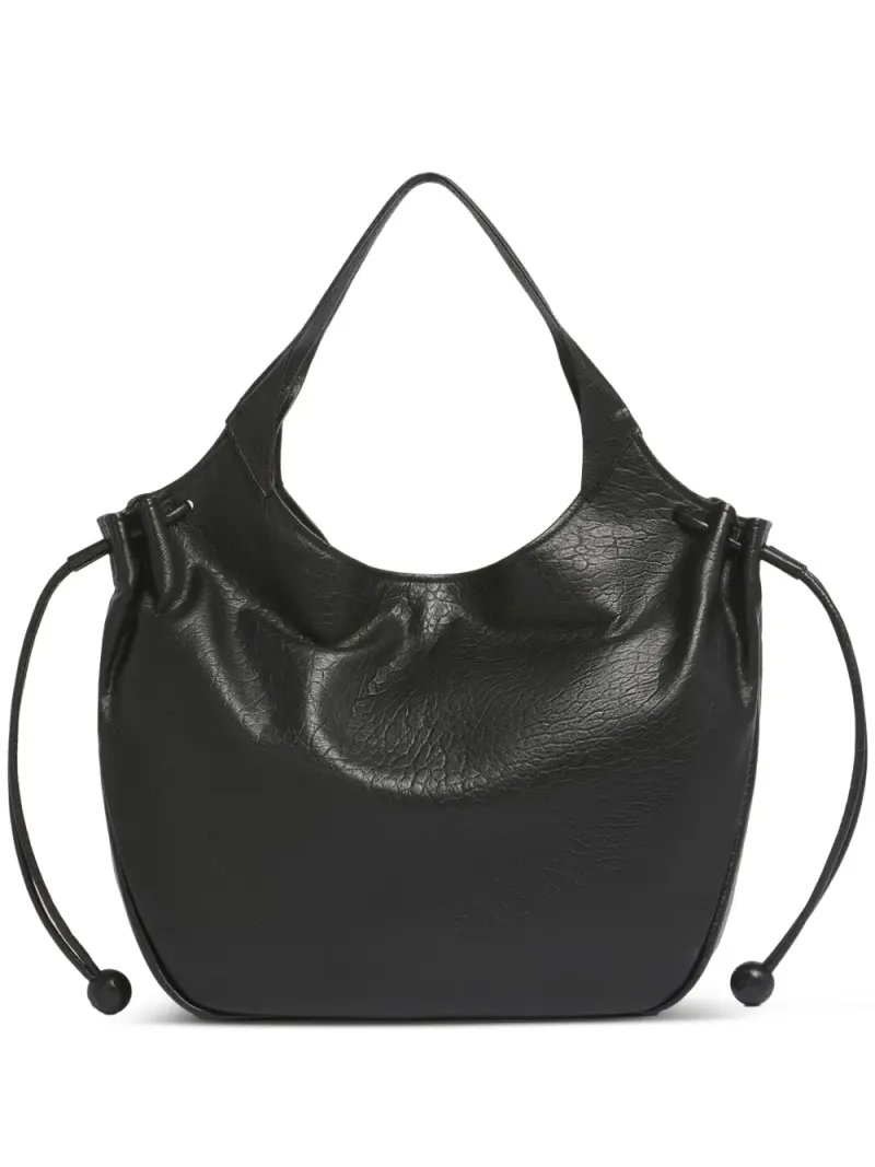 Marni Kordelzug-Tote Bag aus strukturiertem Leder in Schwarz