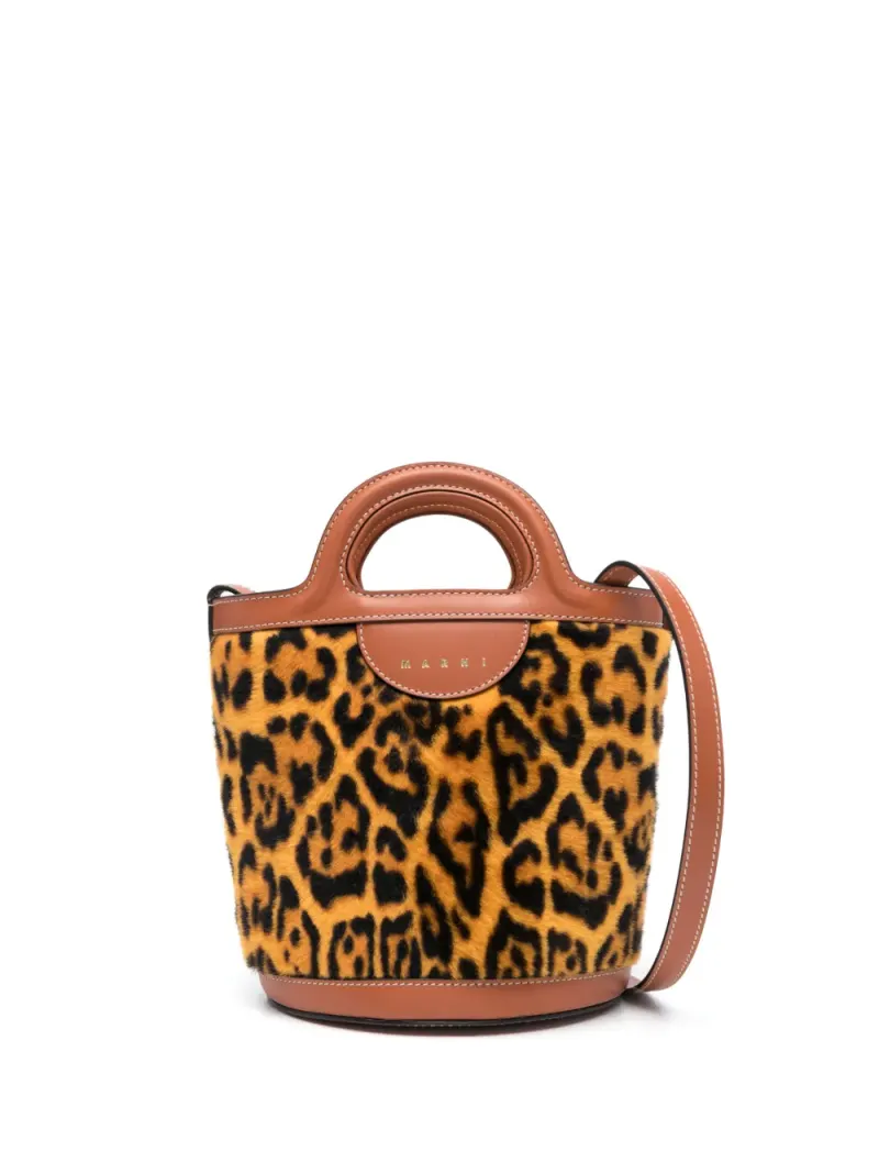 Marni Mini Tropicalia Beuteltasche mit Leoparden-Print