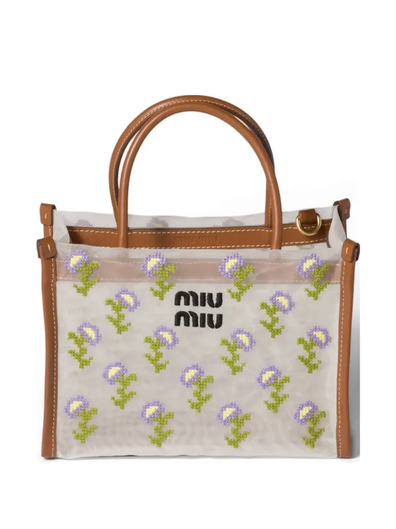 Miu Miu embroidered mesh top-handle bag