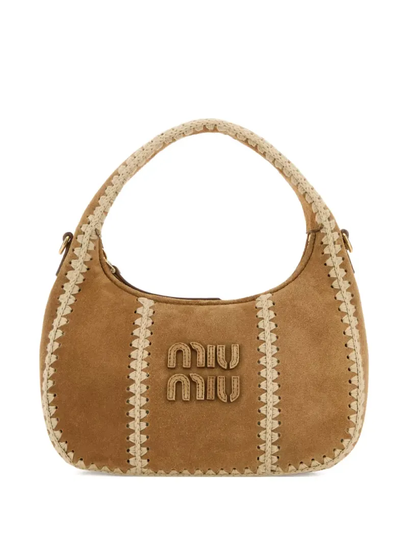 Miu Miu Geflochtene Wander Schultertasche aus Wildleder in Braun Wildleder-Leder
