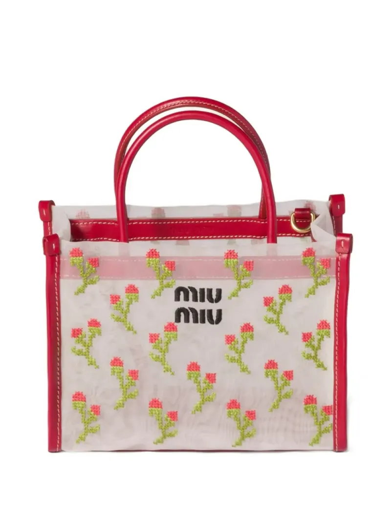 Miu Miu Mesh-Handtasche mit Stickerei