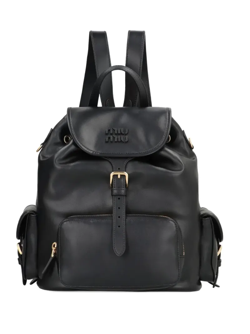 Miu Miu Rucksack aus Leder mit Schnalle in Schwarz