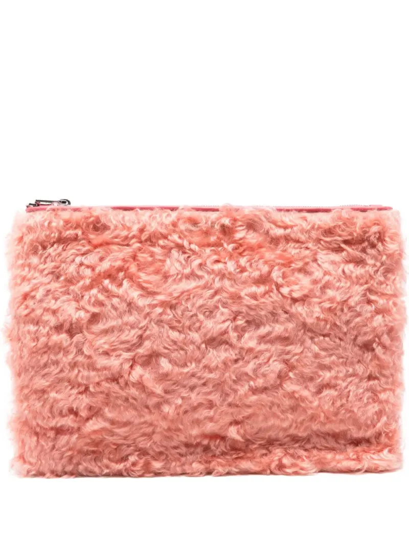 Miu Miu Shearling-Clutch mit Reißverschluss