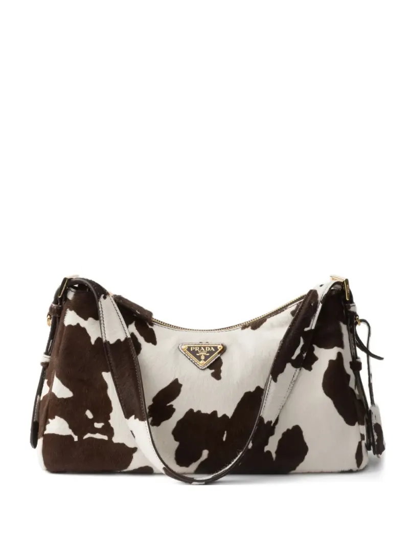Prada Mittelgroße Aimère Schultertasche mit Print in Weiß