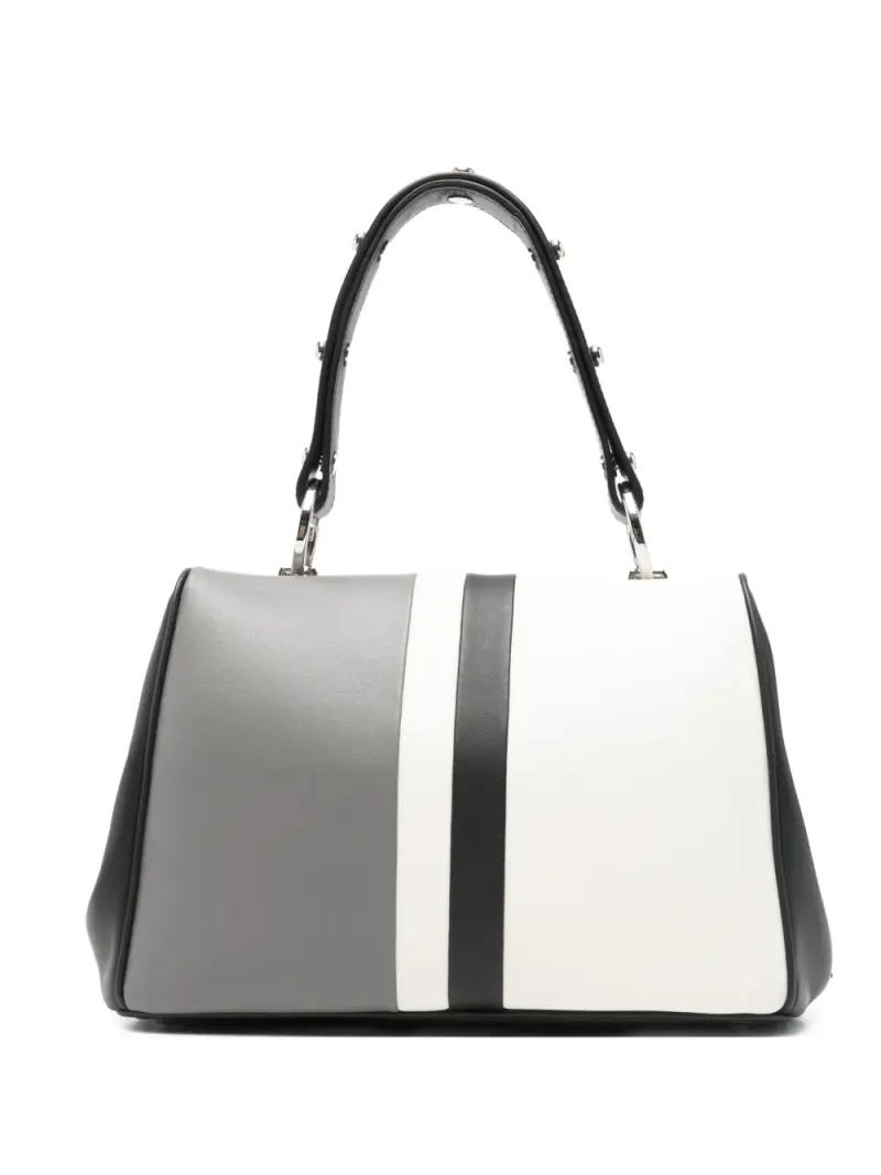 Prada Gestreifter Tote Bag mit Nieten in Grau