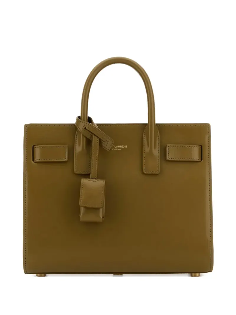Saint Laurent Kalbsleder-Tote Bag mit Henkeln in Grün Kalbsleder-Leder