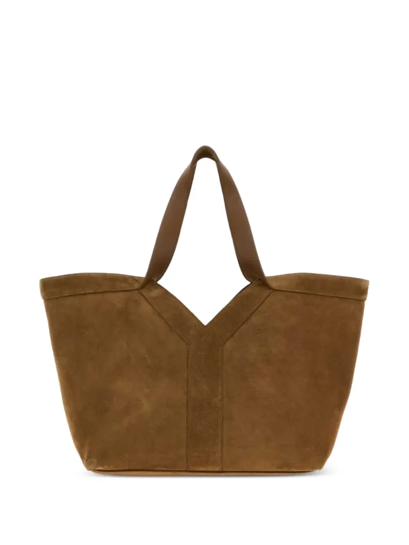 Saint Laurent Y-shaped panelled suede tote bag in Braun