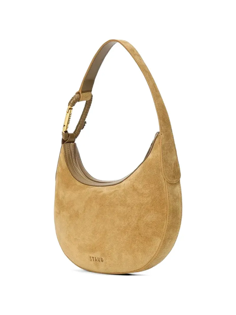 Staud Alden suede shoulder bag in Nude