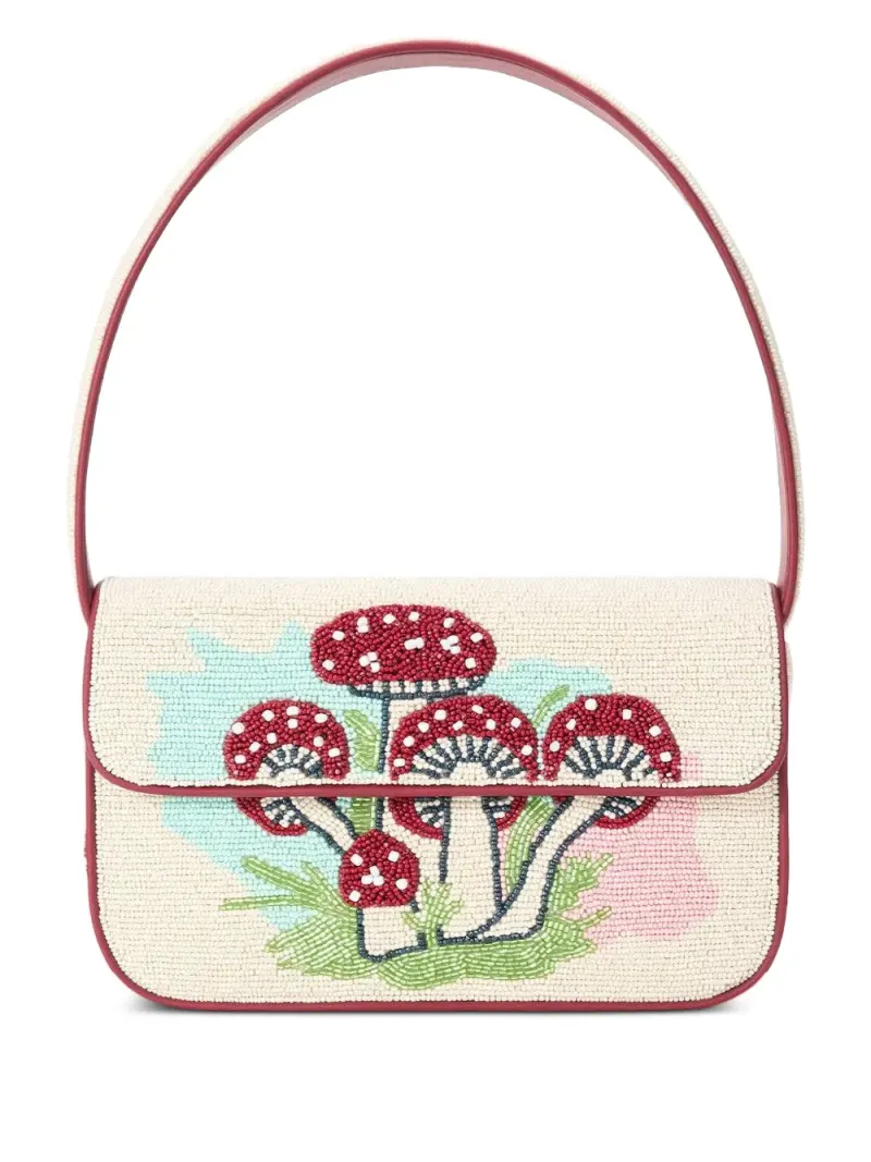 Staud Tommy Schultertasche mit Perlen in Nude