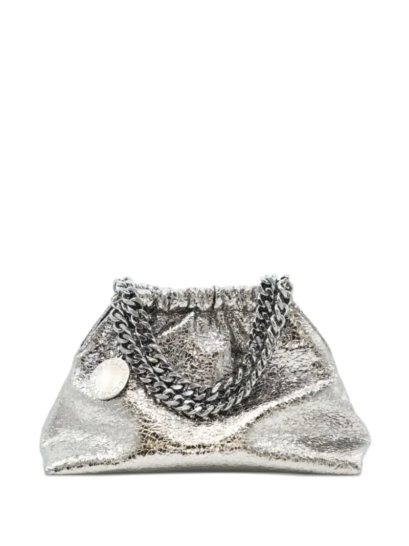 Stella McCartney Geraffte Clutch mit Kettenriemen in Grau