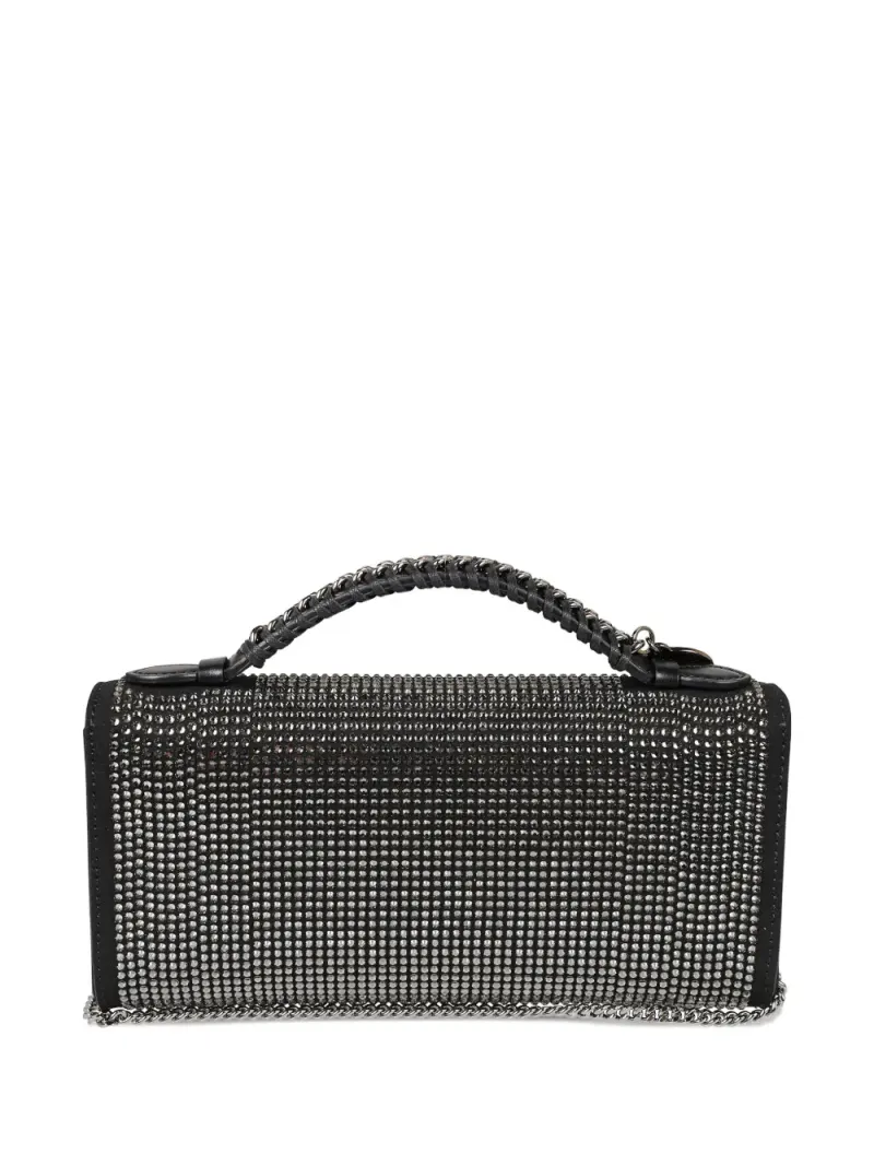Stella McCartney Kristallverzierte Clutch mit Kettenhenkel in Schwarz