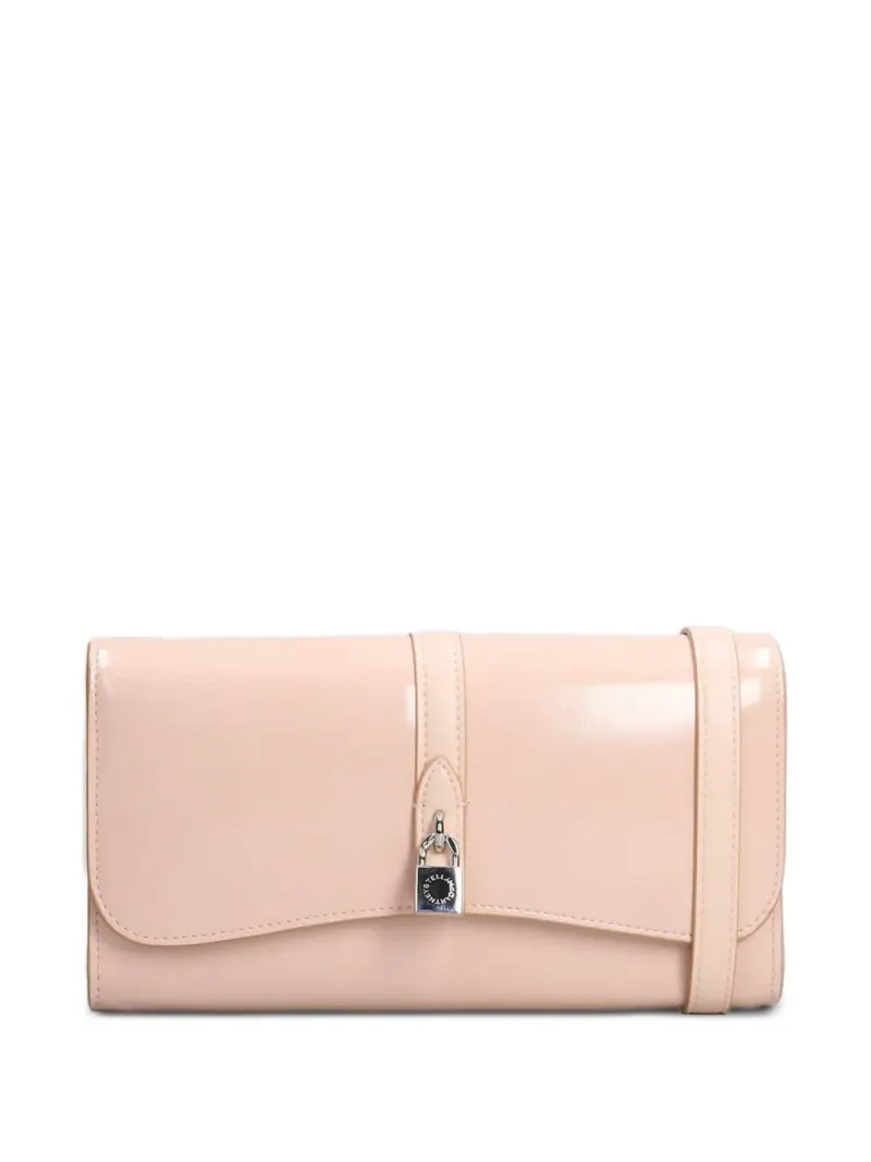 Stella McCartney padlock-detail clutch bag in Nude