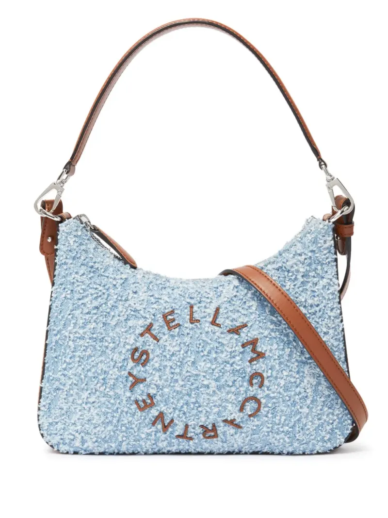 Stella McCartney Tweed-Schultertasche in Blau Tweed-Leder