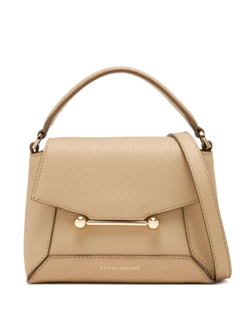 Strathberry Mini Mosaic Bar Tote Bag mit Henkel Mini in Nude