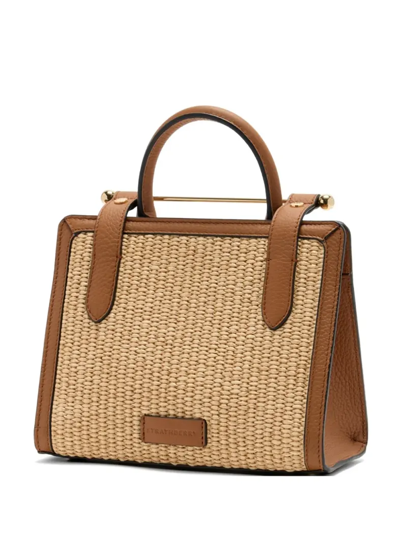 Strathberry Satchel-Tasche mit gewebtem Detail in Nude