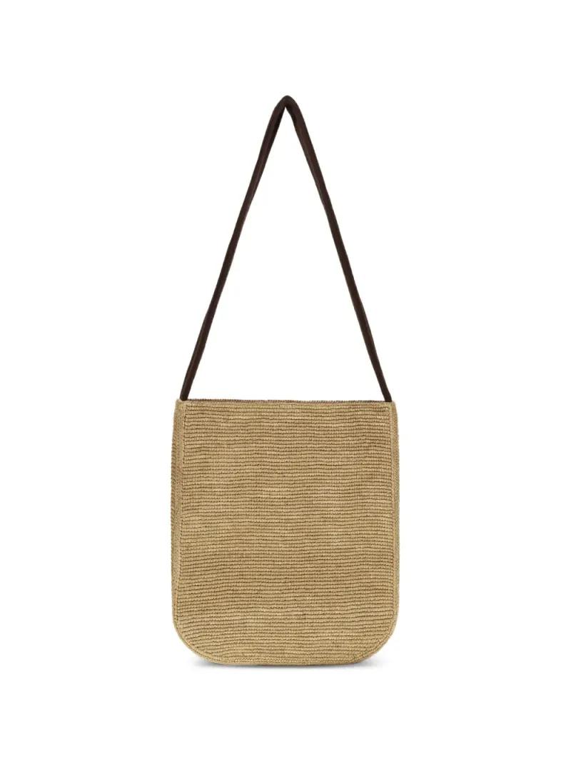 The Row Abgerundete Lori Schultertasche aus Raffiabast