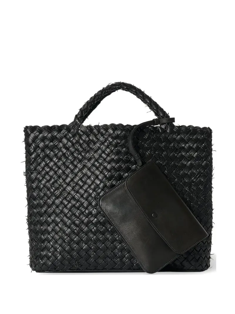 The Row Amber woven leather tote bag in Schwarz
