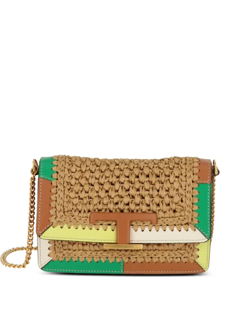 Tod's T Timeless woven shoulder bag in Braun
