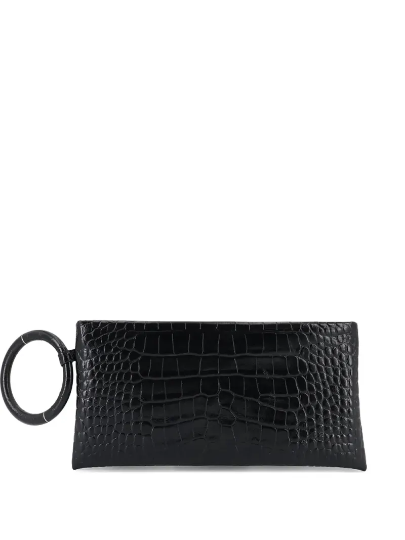 Tom Ford crocodile-effect ring-handle clutch bag in Schwarz