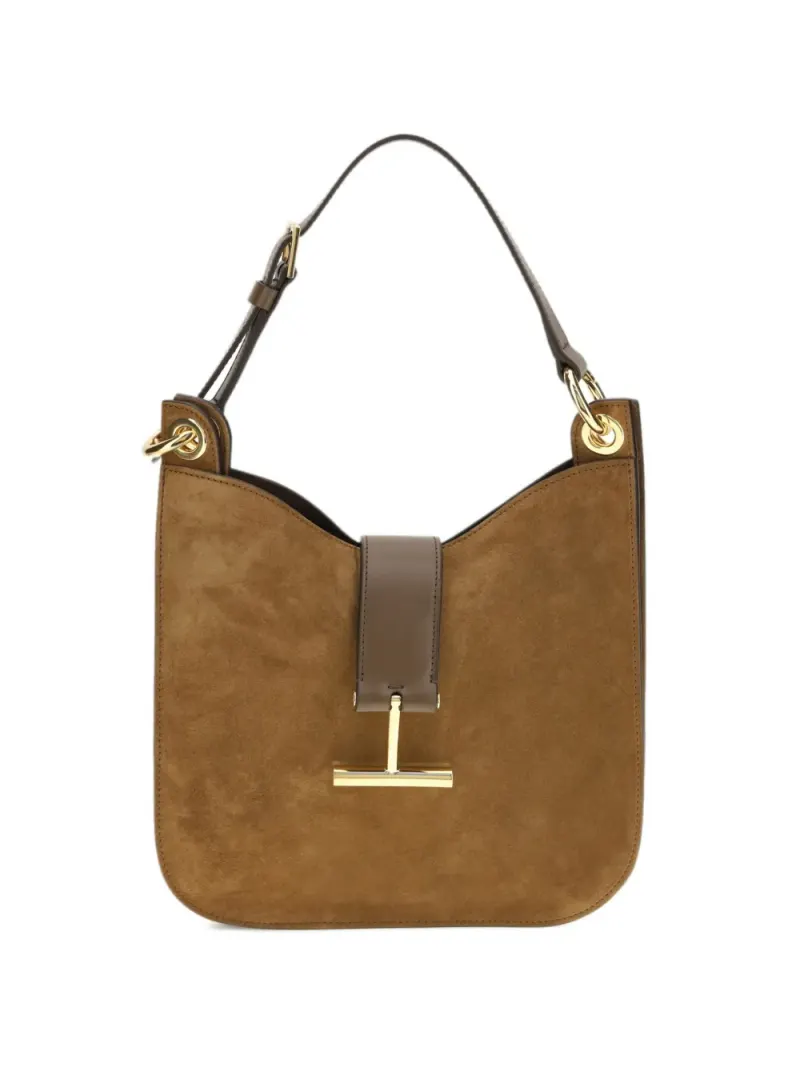 Tom Ford Glatte Schultertasche aus Kalbswildleder in Braun Wildleder-Leder