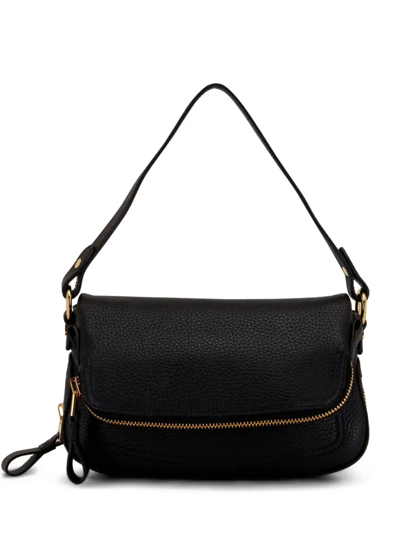 Tom Ford Strukturierte Schultertasche mit Klappe in Schwarz