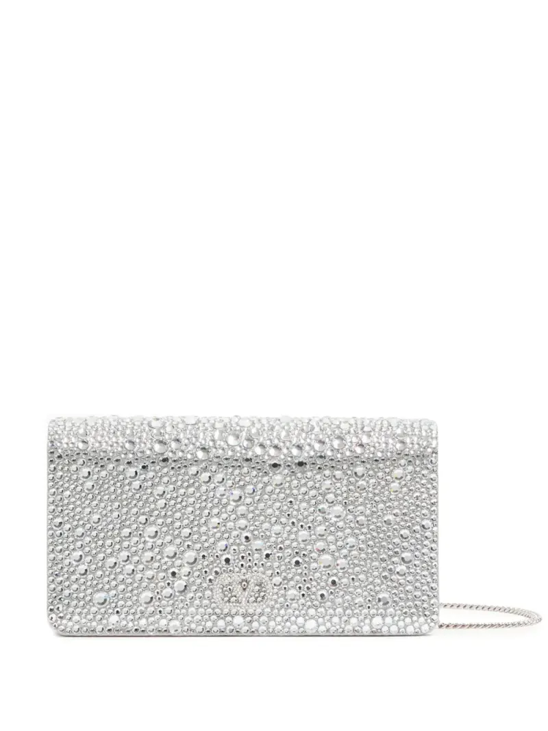Valentino Signature Clutch mit Glitter-Stickerei in Silber