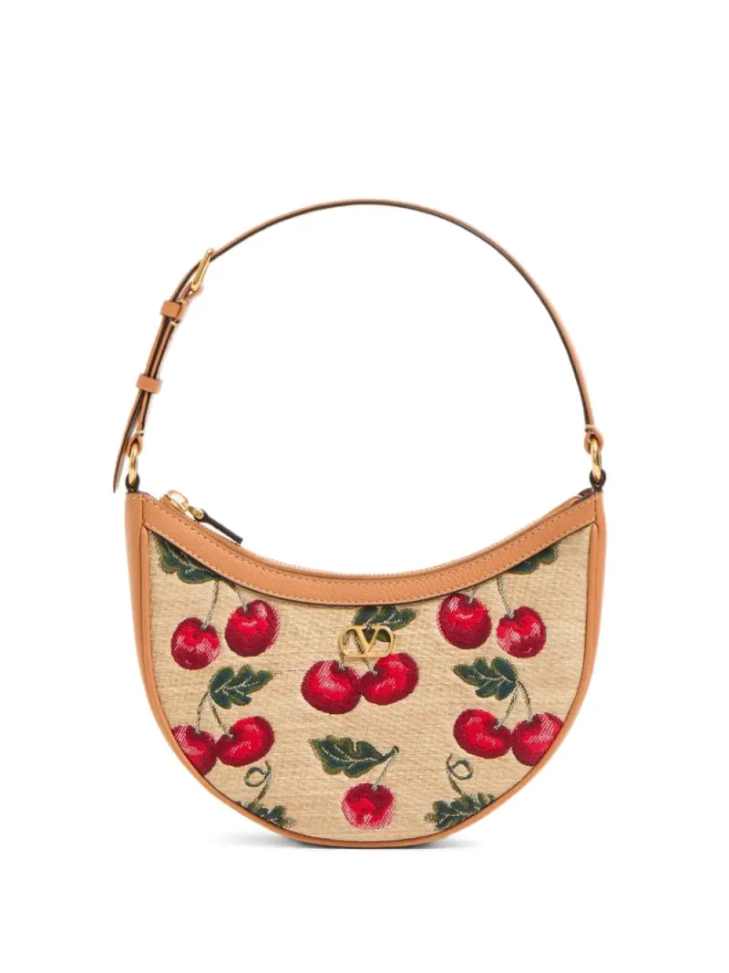 Valentino Mini VLogo Signature Schultertasche mit Kirschen-Print