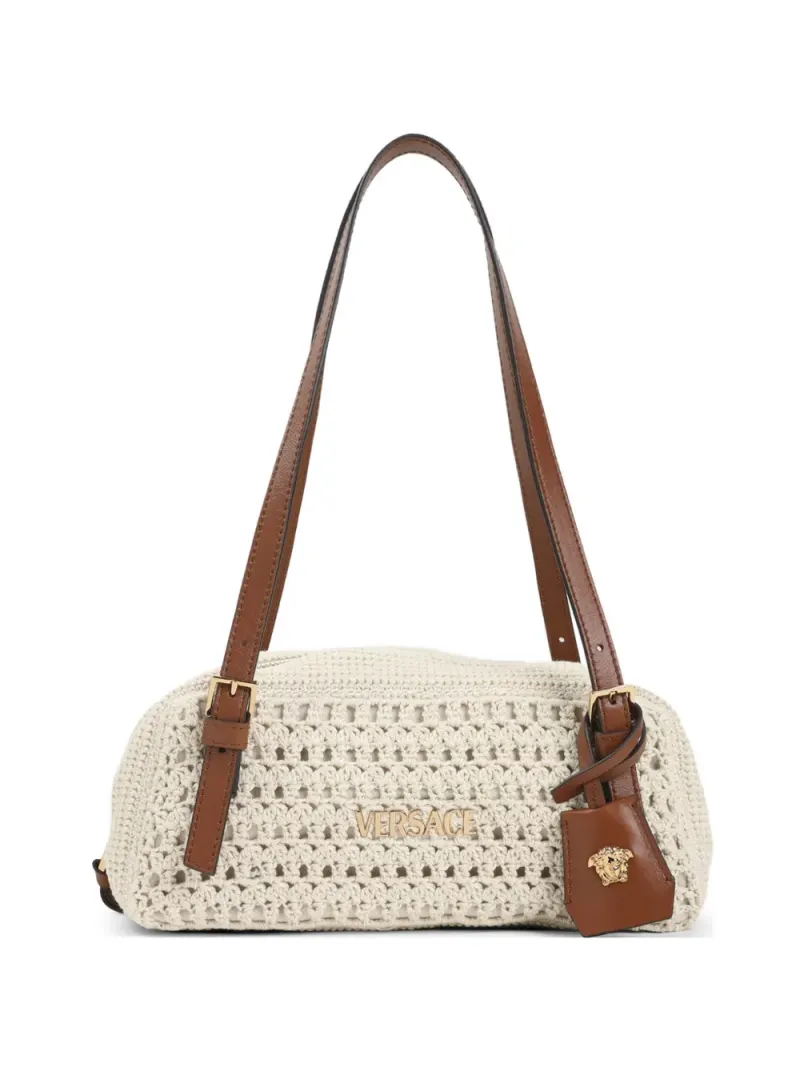 Versace Gehäkelte Schultertasche in Nude