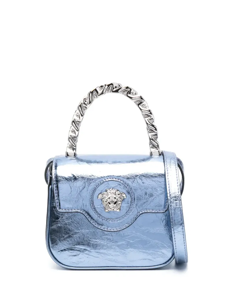 Versace Metallische La Medusa Handtasche in Blau