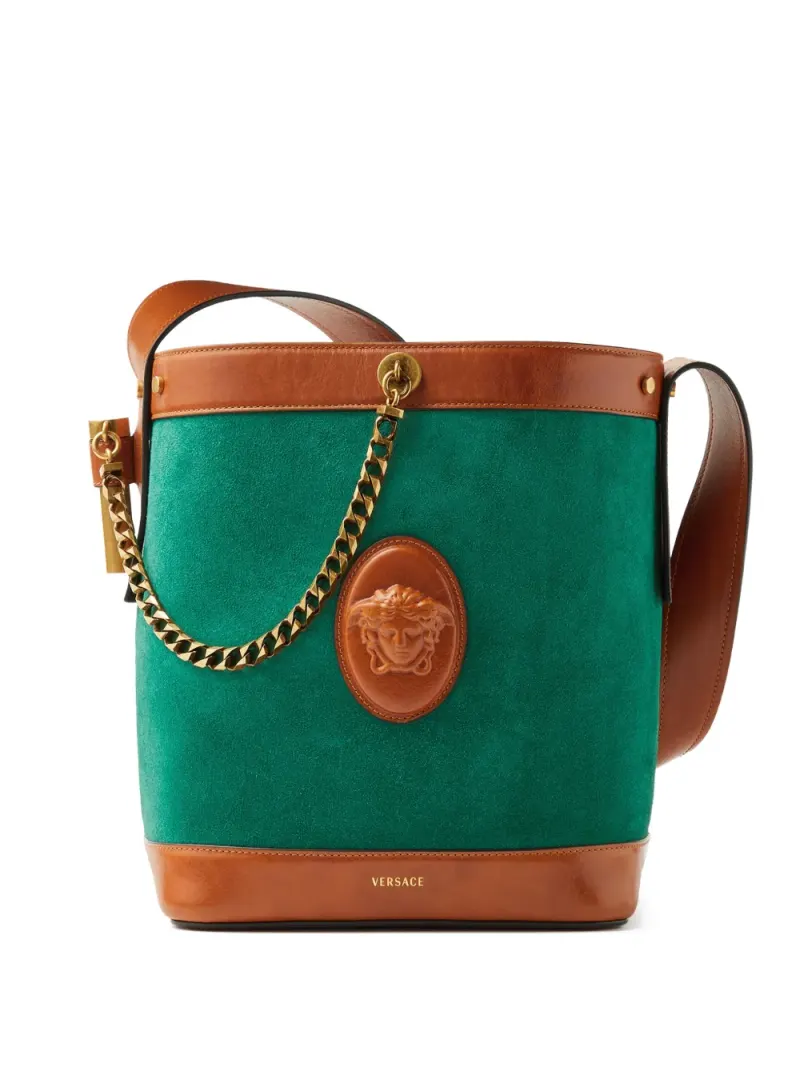Versace Kleine Pivot Beuteltasche aus Wildleder