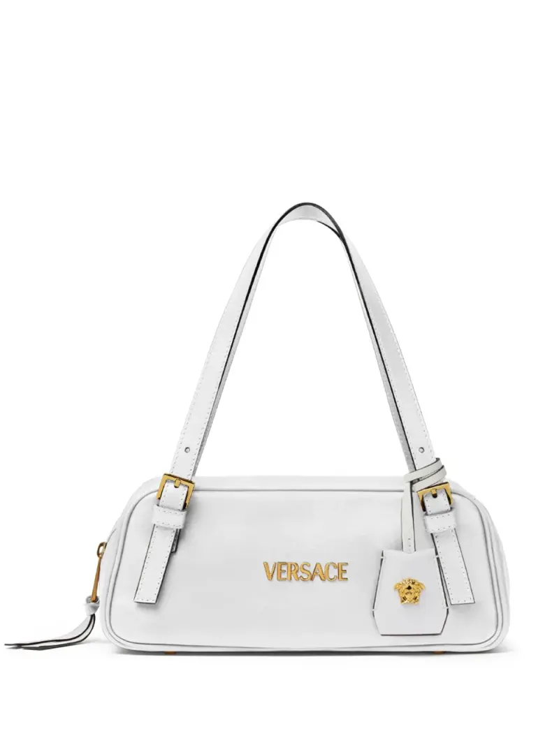 Versace Tag Bowling Schultertasche in Weiß