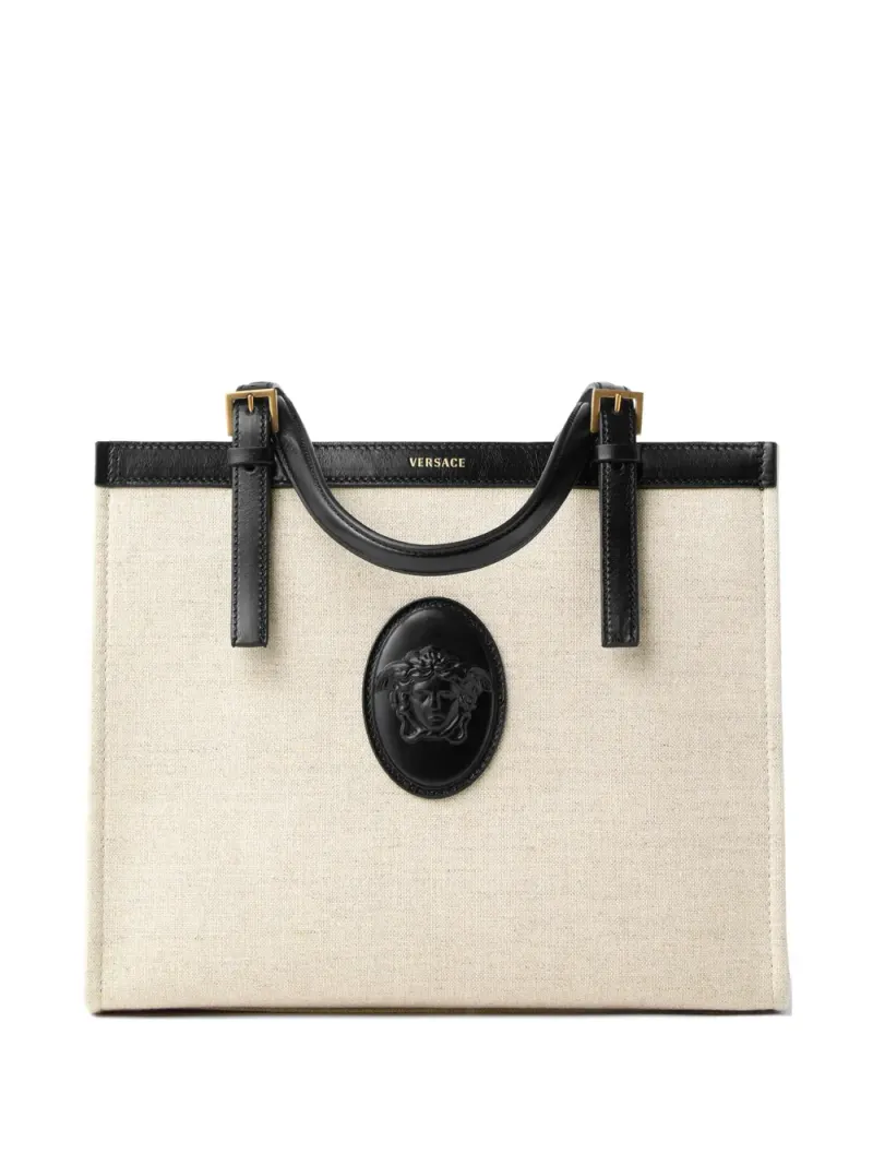 Versace Tasche Rivière aus Canvas in Nude