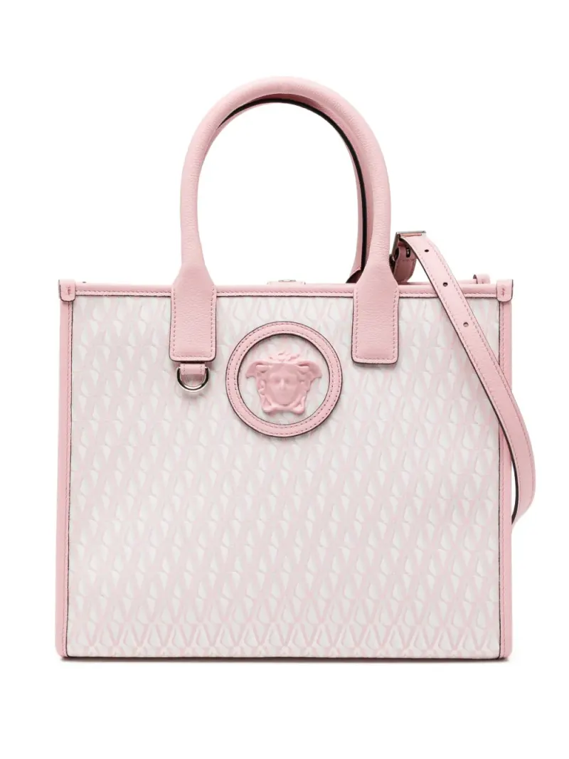 Versace Kleine V Allover La Medusa Tote Bag in Rosa